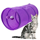Pet Cat Tunnel Tubes Collapsible Crinkle Kitten Rabbit Play Tunnels(Purple)