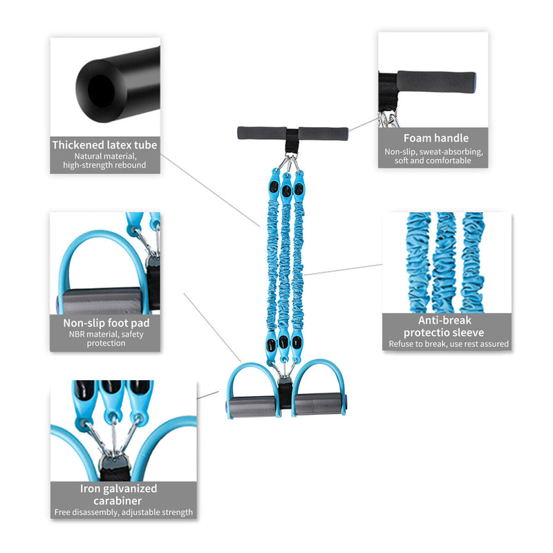 Pedal Resistance Band Set Break-Proof Strength Adjustable Pedal (Blue) Newly