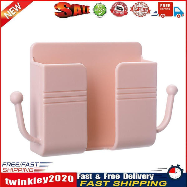 Adhesive Remote Control Mobile Phone Charging Plug Organizer Rack (Pink) Newly