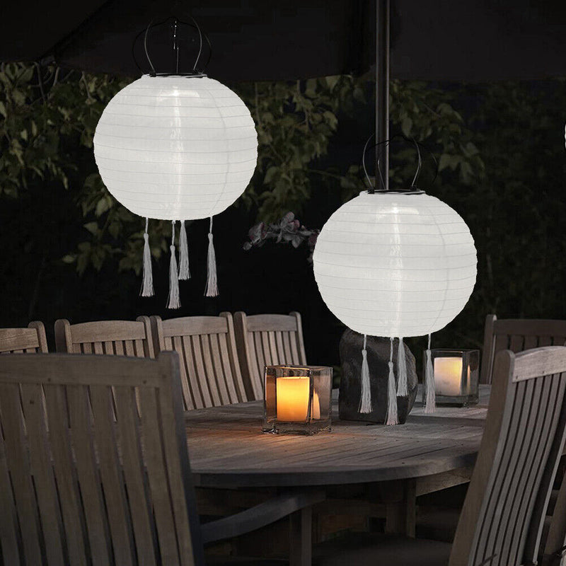 LED Solar Nylon Lantern Lamp Waterproof Outdoor Hanging Lights Festival Decor