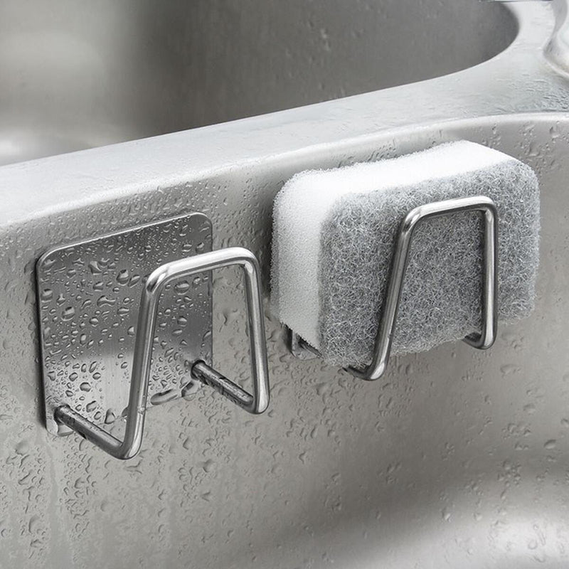 Steel Self Adhesive Sponges Holder Sink Caddy Accessories Kitchen Bat`