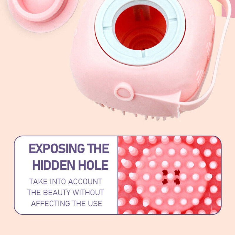 Silicone Pet Cat Bath Massage Brush Shampoo Grooming Comb Scrubber (Pink) Newly