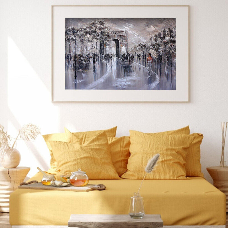 DIY Hand Painted Paint By Numbers Oil Canvas Picture Black White Street Gift Kit