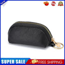 Women Leather Coin Purse Lady Solid Color Zipper Luxury Clutch (Black)