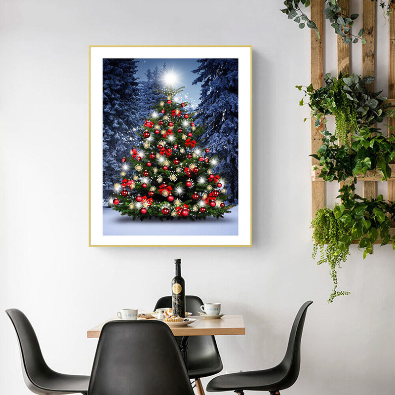 5D DIY Full Drill Round Shape Christmas Tree Rhinestone Diamond Drawing Kit