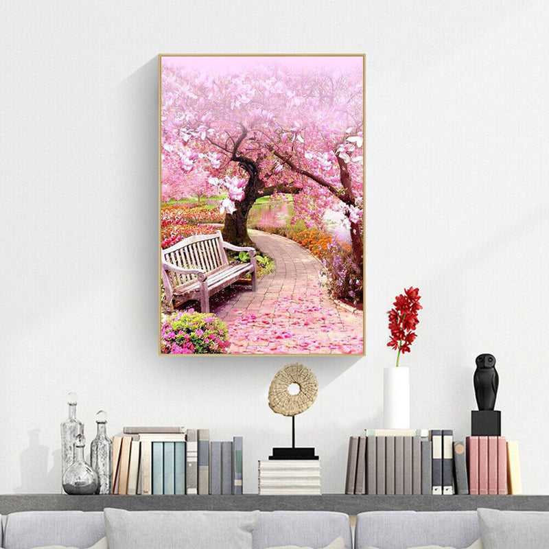 Full Square 5D DIY Diamond Painting Embroidery Cross Stitch Cherry Blossom Chair