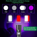 Waterproof Zoomable Torch Lamp USB Charging LED Glare Glashlight Cob Light
