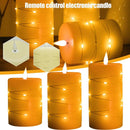 Set of 3 Flameless Battery Flickering LED Candle Lights Remote Control Glass Wa,