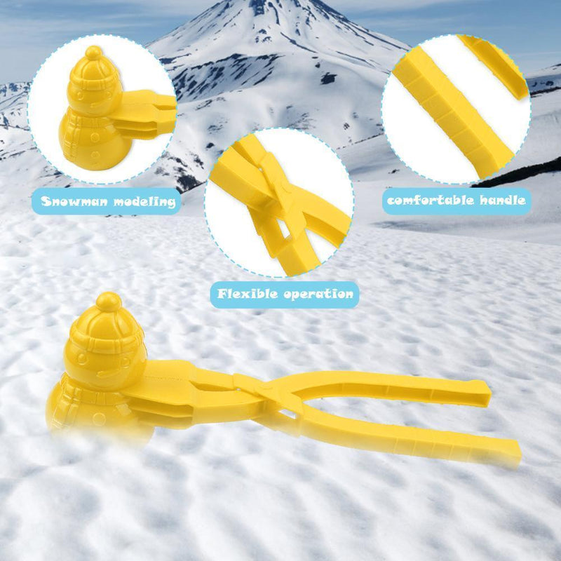 Snowball Maker Tool Snowman Shape DIY Snow Ball Tongs with Handle (Yellow)