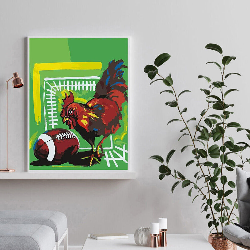 Painting By Numbers Kit Frameless DIY Rugby Rooster Hand Painted Canvas Artwork