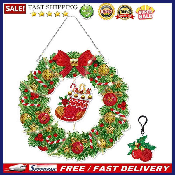 5D Diamond Painting Mosaic Drawing Home Door Wreath Decor Party Garland Gif
