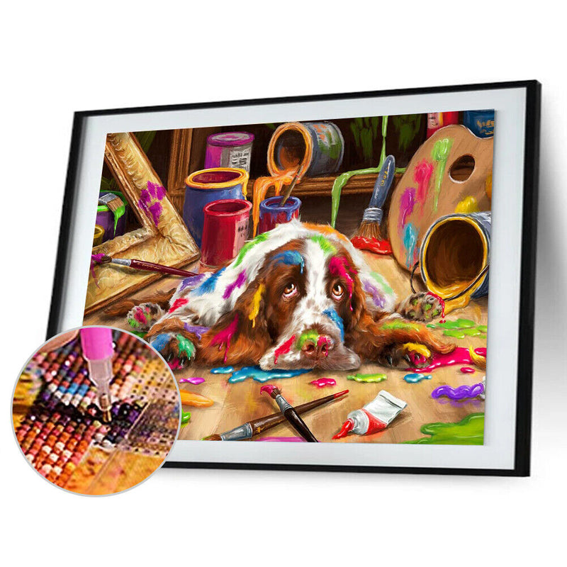 5D Cute Dog Mosaic Diamond Painting Drawing Full Round Drill DIY Art Handcraft