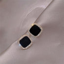 Luxury Simple Stud Earrings Rhinestone Earring Geometric Earrings Square Glaze