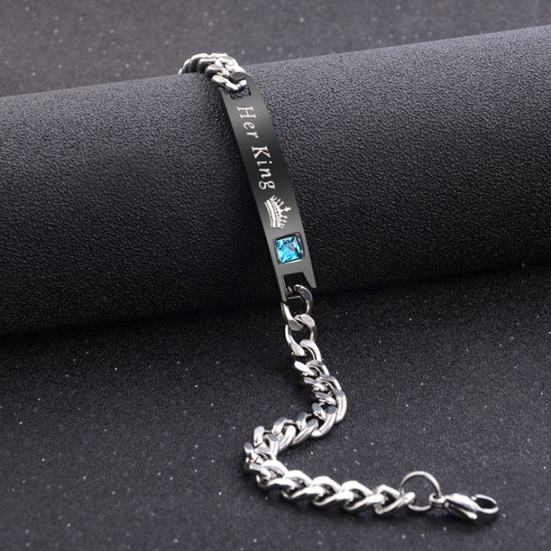 Women Jewelry Love Bangle Stainless Steel His Queen Her King Couple Bracelets