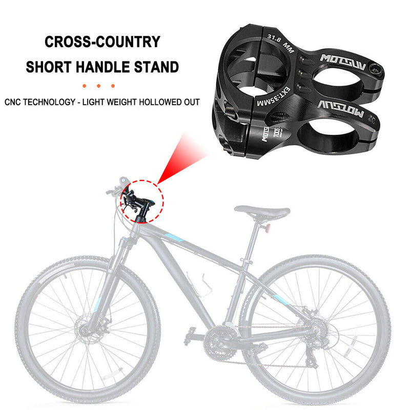 MTB Stem CNC 31.8mm Bike Handlebar Stem Bicycle Ultralight Riser (Black) Newly