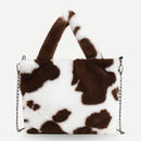 Plush Messenger Bag Women Winter Fashion Shoulder Fluffy Handbag (Brown)
