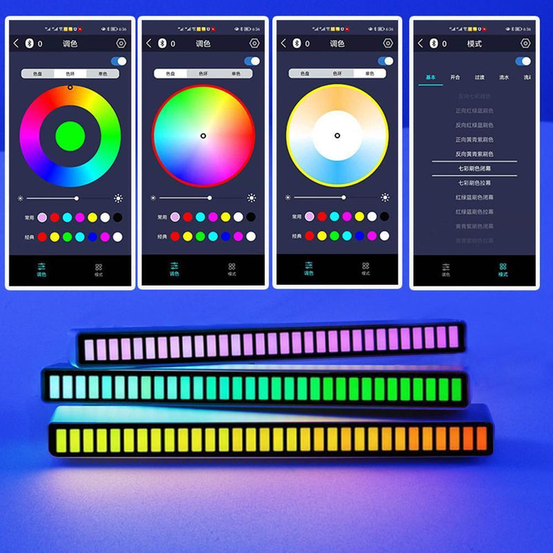 USB 5V APP Sound Control Colorful Light RGB 32 LED Pickup Lamp Bar (Black)