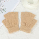 Color Fingerless Mittens Half Finger Gloves Imitation Mink Hair Plush Knitted
