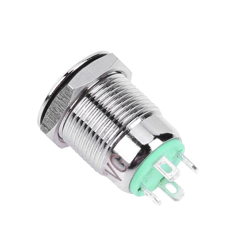 12mm 3V Waterproof Metal Button Auto-Reset Switch with LED Light(Green)