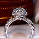 Rings Geometry Shape Wedding Engagement Diamond Cluster Hollow Out Ring