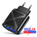 4 Port Luminous USB Mobile Phone Charger Travel Adapter Quick Charge Facility