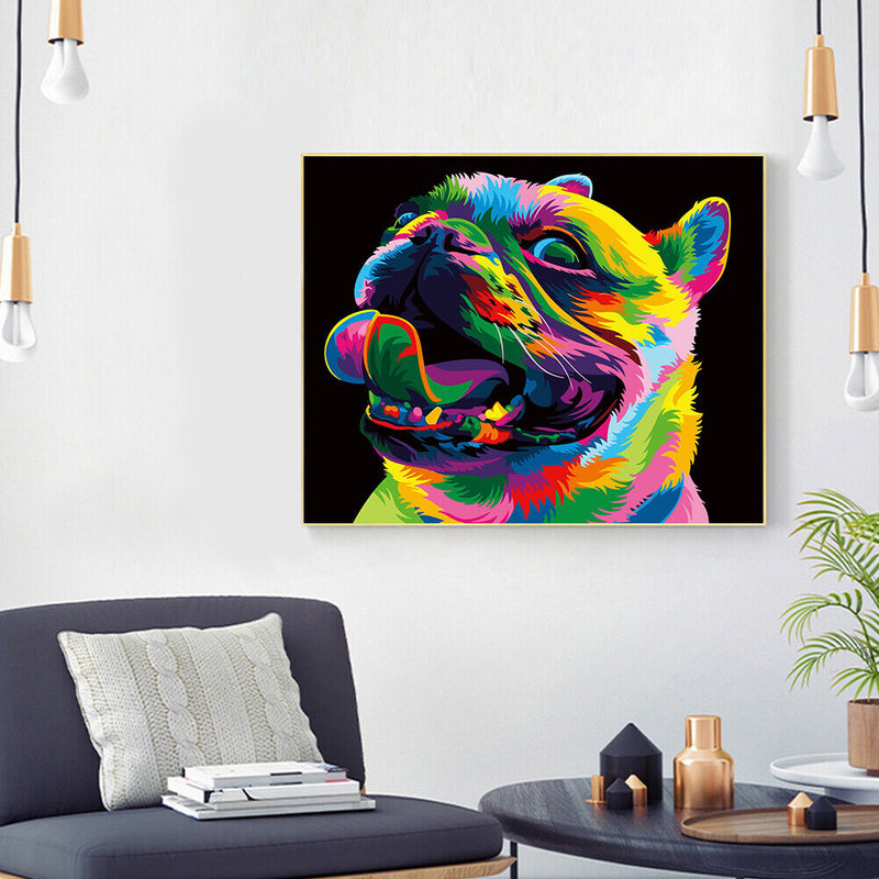 Painted Pug Oil Paint By Numbers DIY Canvas Wall Art Picture Craft Home Dec