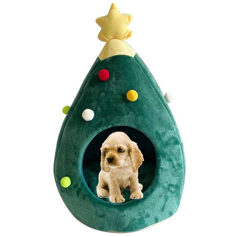 Xmas Tree Shape Pet Nest Winter Warm Kitten Cat House Sleeping Bed Pet Prod