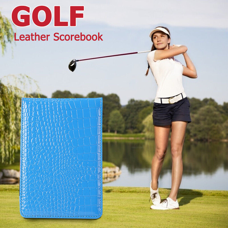 PU Crocodile Golf Leather Scorebook Wallet Score Card Pocketbook (Blue) Newly