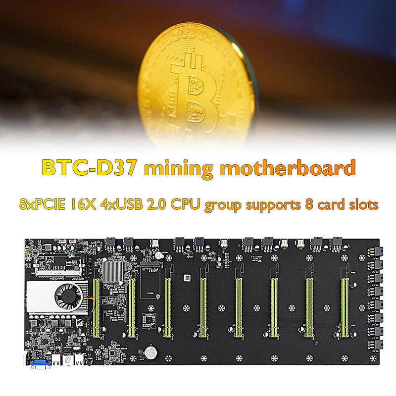 BTC-D37 Mining Motherboard Expandable 8 PCIE 16X USB2.0 DDR3 SODIMM Slot
