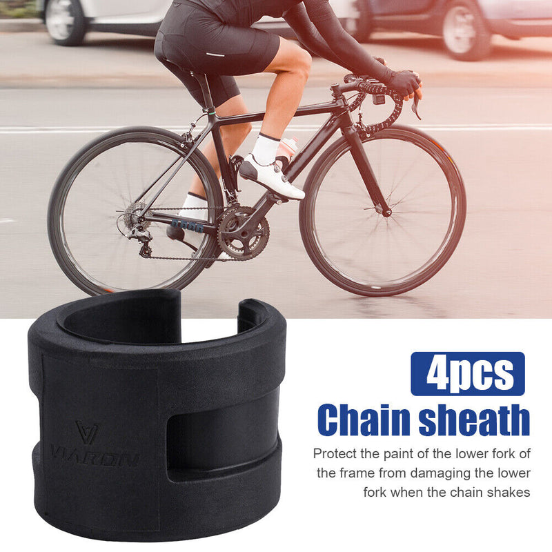 4pcs Bicycle Chainstay Frame Protector Mountain Bike Chain Guards (Black)