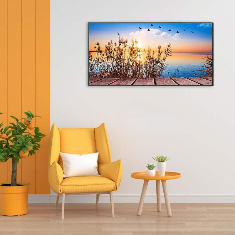 HandPainted Oil Paint Kill Time Picture Colouring Artcraft Gift Reeds at Sunset