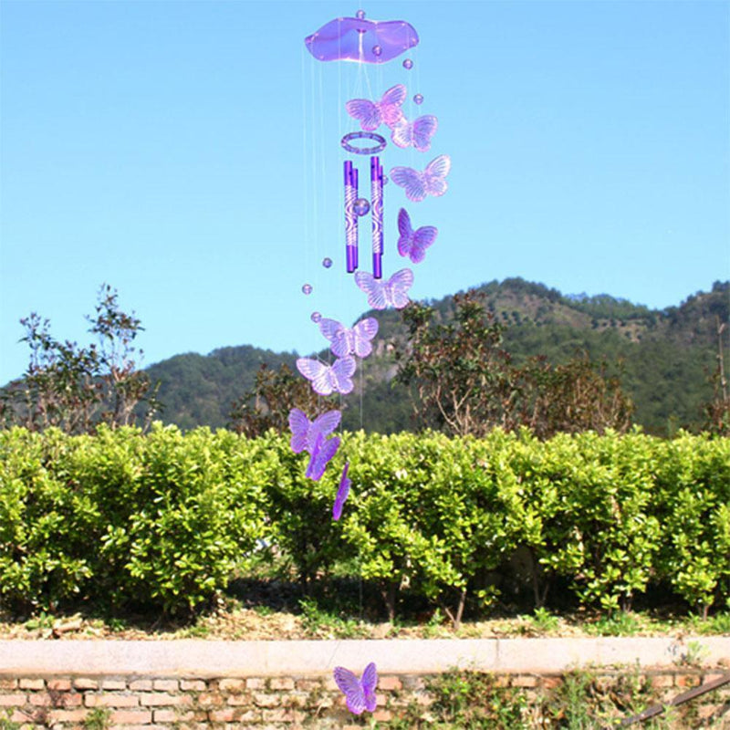 Butterfly Bell Wind Chimes Creative Home Yard Garden Hanging Decor(Purple)