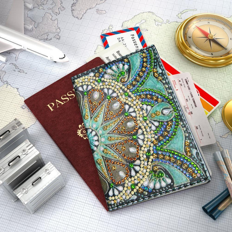 DIY Special Shaped Diamond Painting Leather Travel Passport Cover Protector Gift