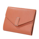 Retro Leather Solid Color Trifold Short Wallet Women Card Holder (Coffee)