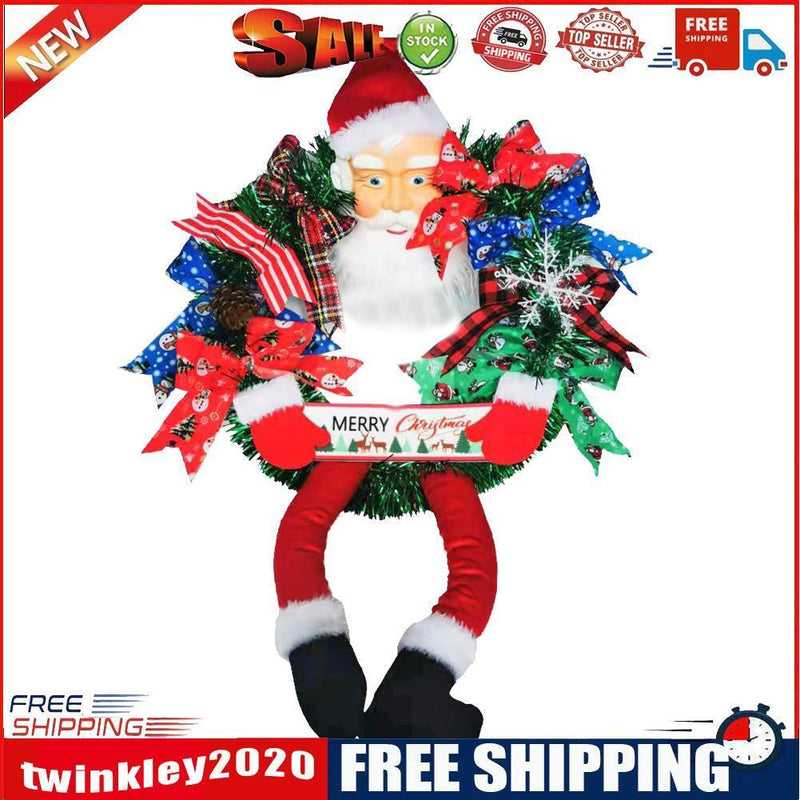 Merry Christmas Santa Claus Front Door Wreath Wall Hanging Pendant Garland