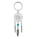Fashion Alloy Pink Green Feather Buckle Pendant Dream Catcher Keychain Keyring