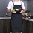 Men Women Canvas Apron Adjustable Home Kitchen Chef Cooking Pinafore with Poc