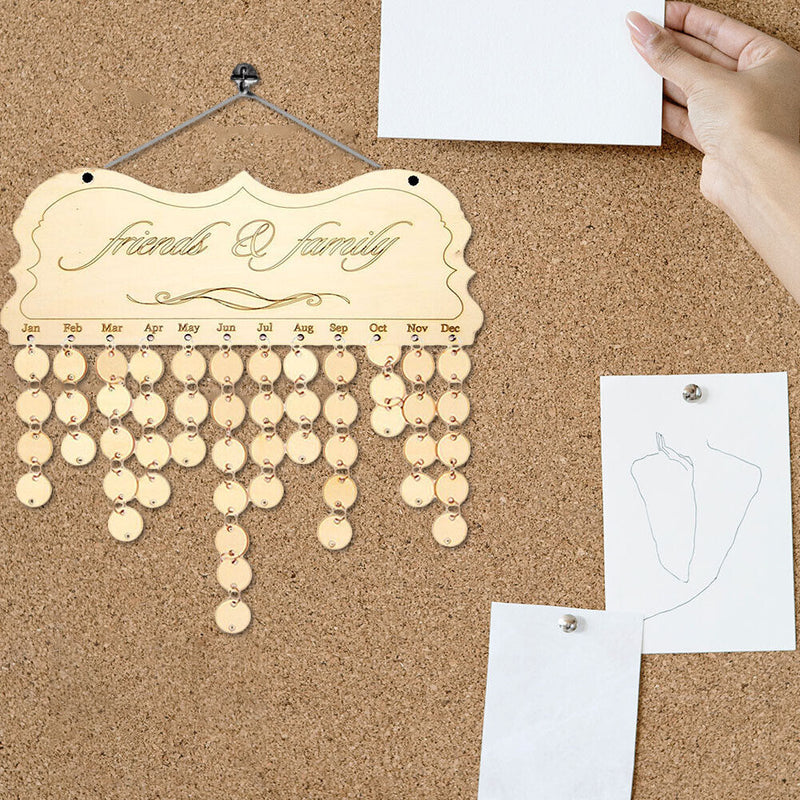 Wooden Reminder Calendar Birthday Tracker DIY Wall Hanging Board Sign
