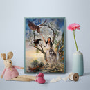 5D DIY Diamond Painting Kits Full Round Drill Girl and Wolf Mosaic Picture Decor