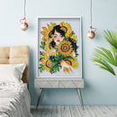 5D DIY Sunflower Girl Part Drill Special Shape Rhinestone Drawing Kit Decoration