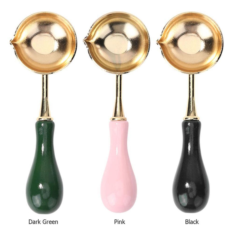 Wood Handle Sealing Wax Spoon Wax Bead Tablet Melting Spoons Craft (Black)