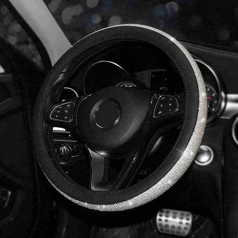 PU Leather Skidproof Bling Car Steering Wheel Crystal Sparkled N6O5 Cover M4L4