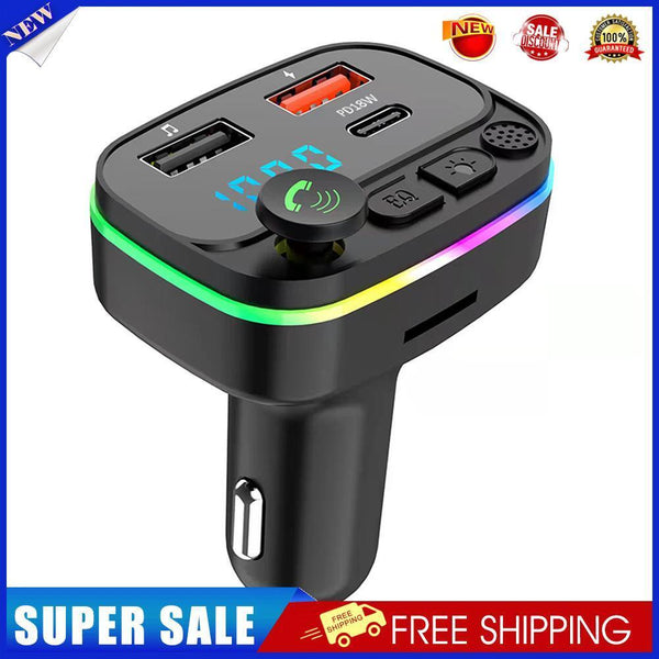 Car Bluetooth-compatible 5.0 FM Transmitter Mic Audio Receiver for 12V-24V
