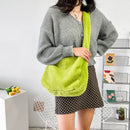 Women Soft Warm Plush Pure Color Handbags Female Travel Fluffy Shoulder Bags