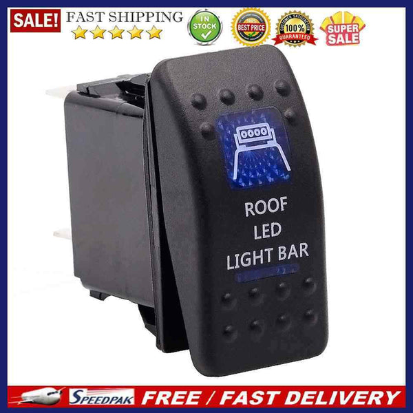 For Boat Marine ATV UTV Dual Blue Backlit ROOF LED LIGHT BAR Rocker Switch 5 Pin