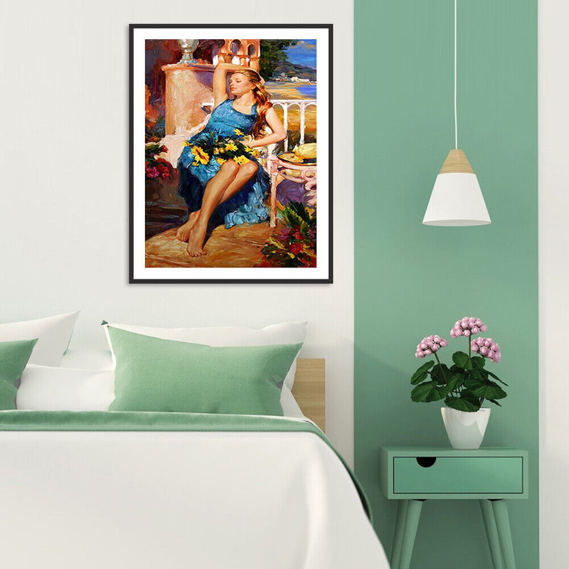 Woman Bathing Sun Pattern Frameless Digital Paint Hand Painted Oil Picture Decor