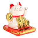 Chinese Lucky Cat Wealth Waving Shaking Hand Fortune Welcome Craft (White)