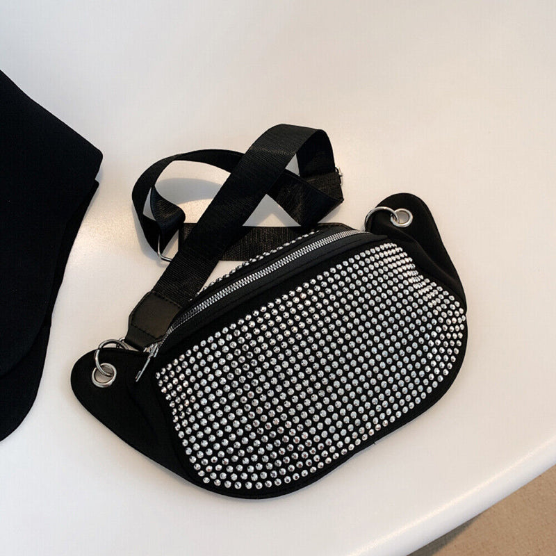 Trendy Chest Bag Rhinestone Fashionable Women Fanny Pack Nylon for Lady Sho