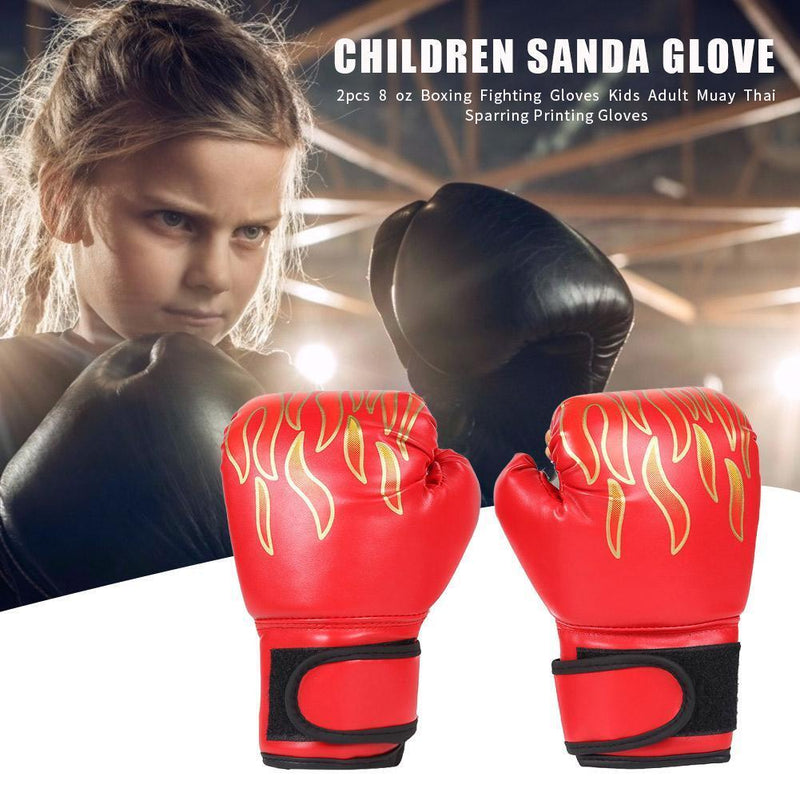 2pcs Kids Muay Thai Karate Punching Flame Gloves Boxing Training Fighting G