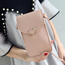 Leather Shoulder Messenger Bag Women Touch Screen Phone Pouch (Light Pink)
